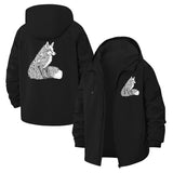 Intricate Fox Illustration Unisex Full-Zip Printed Waterproof Hooded Windbreaker