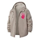 Anatomical Heart Botanical Unisex Full-Zip Printed Waterproof Hooded Windbreaker