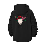 Floral Skull Unisex Full-Zip Printed Waterproof Hooded Windbreaker