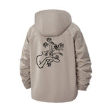 Abstract Botanical Line Art Unisex Full-Zip Printed Waterproof Hooded Windbreaker