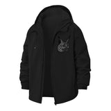 Cat Illustration Unisex Full-Zip Printed Waterproof Hooded Windbreaker