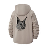 Cat Illustration Unisex Full-Zip Printed Waterproof Hooded Windbreaker