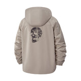 Distressed Skull Unisex Full-Zip Printed Waterproof Hooded Windbreaker