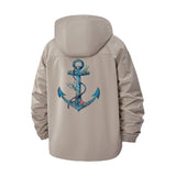 Vintage Anchor Unisex Full-Zip Printed Waterproof Hooded Windbreaker