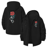 Snake and Rose Unisex Full-Zip Printed Waterproof Hooded Windbreaker