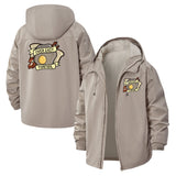 Over Easy Egg Motif Unisex Full-Zip Printed Waterproof Hooded Windbreaker