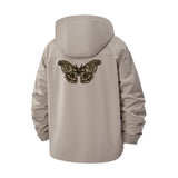 Butterfly Motif Unisex Full-Zip Printed Waterproof Hooded Windbreaker