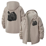 Rhino Head Sketch Unisex Full-Zip Printed Waterproof Hooded Windbreaker