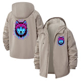 Neon Wolf Unisex Full-Zip Printed Waterproof Hooded Windbreaker