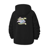 Tattoo-Style Shark Motif Unisex Full-Zip Printed Waterproof Hooded Windbreaker