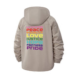 Equality and Pride Typography Unisex Full-Zip Printed Waterproof Hooded Windbreaker