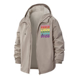 Equality and Pride Typography Unisex Full-Zip Printed Waterproof Hooded Windbreaker