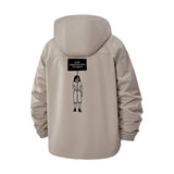 Sad Girl Illustration Unisex Full-Zip Printed Waterproof Hooded Windbreaker