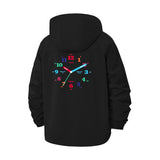 Colorful Clock Graphic Unisex Full-Zip Printed Waterproof Hooded Windbreaker