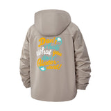 Inspirational Quote Unisex Full-Zip Printed Waterproof Hooded Windbreaker