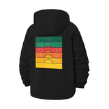 Retro Sunset Stripe Unisex Full-Zip Printed Waterproof Hooded Windbreaker