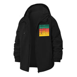 Retro Sunset Stripe Unisex Full-Zip Printed Waterproof Hooded Windbreaker