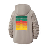 Retro Sunset Stripe Unisex Full-Zip Printed Waterproof Hooded Windbreaker
