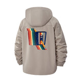 Retro Cassette Tape Unisex Full-Zip Printed Waterproof Hooded Windbreaker