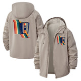 Retro Cassette Tape Unisex Full-Zip Printed Waterproof Hooded Windbreaker