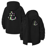 Glitch Art Unisex Full-Zip Printed Waterproof Hooded Windbreaker