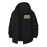 Geometric Floral Unisex Full-Zip Printed Waterproof Hooded Windbreaker
