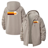 Retro Beer Mug Unisex Full-Zip Printed Waterproof Hooded Windbreaker