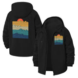 Retro Sunset Waves Unisex Full-Zip Printed Waterproof Hooded Windbreaker