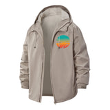 Tropical Sunset Unisex Full-Zip Printed Waterproof Hooded Windbreaker