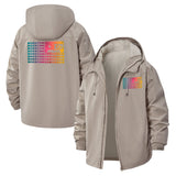 Retro Pixel Art Unisex Full-Zip Printed Waterproof Hooded Windbreaker