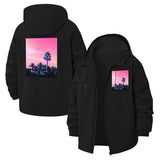 Sunset Palm Landscape Unisex Full-Zip Printed Waterproof Hooded Windbreaker