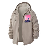 Sunset Palm Landscape Unisex Full-Zip Printed Waterproof Hooded Windbreaker