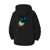 Retro Rainbow Geometric Unisex Full-Zip Printed Waterproof Hooded Windbreaker