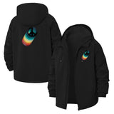 Retro Rainbow Geometric Unisex Full-Zip Printed Waterproof Hooded Windbreaker