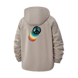 Retro Rainbow Geometric Unisex Full-Zip Printed Waterproof Hooded Windbreaker