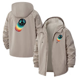 Retro Rainbow Geometric Unisex Full-Zip Printed Waterproof Hooded Windbreaker