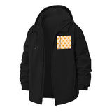 Geometric Cube Pattern Unisex Full-Zip Printed Waterproof Hooded Windbreaker