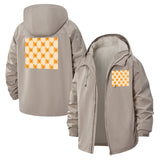 Geometric Cube Pattern Unisex Full-Zip Printed Waterproof Hooded Windbreaker