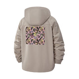 Botanical Leaf Pattern Unisex Full-Zip Printed Waterproof Hooded Windbreaker