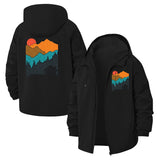 Mountain Sunset Scene Unisex Full-Zip Printed Waterproof Hooded Windbreaker