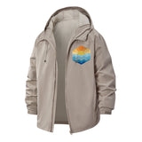 Sunshine Waves Unisex Full-Zip Printed Waterproof Hooded Windbreaker