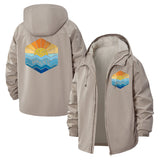 Sunshine Waves Unisex Full-Zip Printed Waterproof Hooded Windbreaker