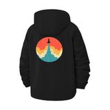 Retro Rocket Launch Unisex Full-Zip Printed Waterproof Hooded Windbreaker