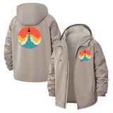 Retro Rocket Launch Unisex Full-Zip Printed Waterproof Hooded Windbreaker