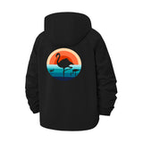 Flamingo Sunset Unisex Full-Zip Printed Waterproof Hooded Windbreaker