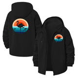 Flamingo Sunset Unisex Full-Zip Printed Waterproof Hooded Windbreaker
