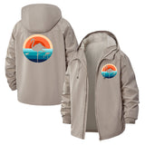 Flamingo Sunset Unisex Full-Zip Printed Waterproof Hooded Windbreaker