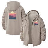 Sunset Waves Unisex Full-Zip Printed Waterproof Hooded Windbreaker