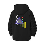 Geometric Shapes Unisex Full-Zip Printed Waterproof Hooded Windbreaker