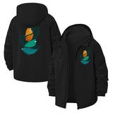 Modern Bird Illustration Unisex Full-Zip Printed Waterproof Hooded Windbreaker